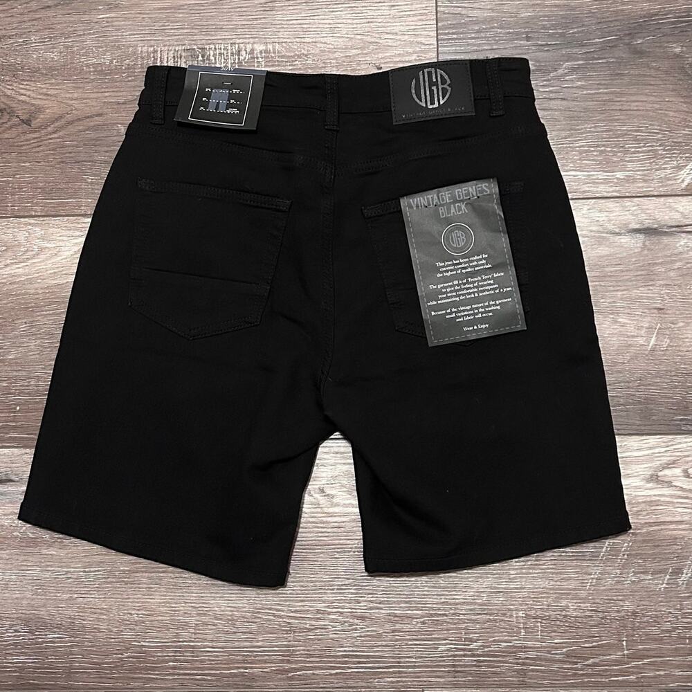 Vintage Genes Black Shorts Men's 30x8 Black Slim Fit French Terry Denim NWT - Picture 2 of 6